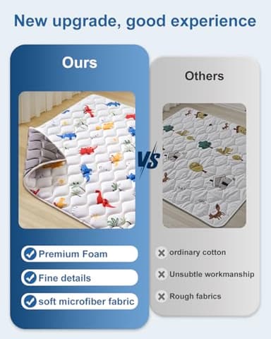 Odorless Premium Foam Baby Play Mat 50" x 50", Soft Microfiber Fabric Crawling Mat for Floor- Comfortable and Hypoallergenic, Non-Slip Cushioned Floor Playpen mat for Infants,Babies,Toddlers - Image 3