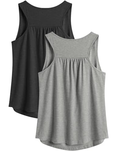 PINSPARK Workout Tank Tops for Women Grey Gym Shirts Racerback Yoga Top Running Shirts Loose Fit Athletic Tanks XL - Image 1