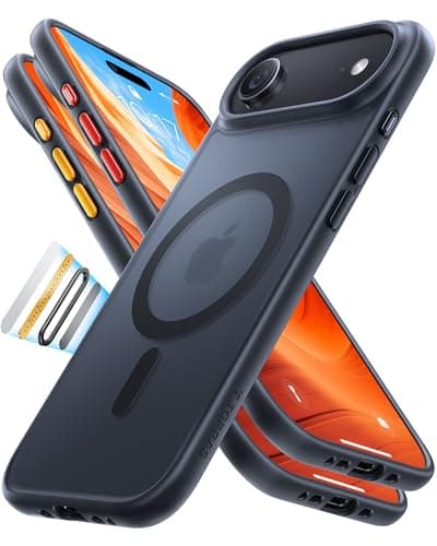 TORRAS for iPhone Air Case, Stronger Magnetic & Thin Fit with MagSafe, Shockproof Slim Case for iPhone 17 Air with Camera Control & Colorful Button, Mil-Grade Drop Tested, Translucent Matte Black - Image 1
