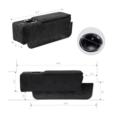 ARMRESTO Multifunctional Sofa Armrest, Couch Armrest with Wireless Charge Stand, Removable Couch Caddy with Storage,Including LED Reading Light, Midnight - Image 3