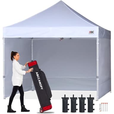 ABCCANOPY Easy Pop Up Canopy Tent with Sidewalls 10x10 Commercial -Series, White - Image 1