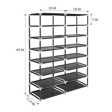 ERONE Shoe Rack Storage Organize, 28 Pairs Portable Double Row with Nonwoven Fabric Cover Shoe Shelf Cabinet for Closet - Image 2