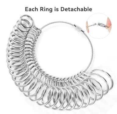Yuicolili Ring Sizer Measuring Tool Kit,27 PCS Stainless Steel Measuring Ring Tool US Ring Size 0-13 with Half Sizes,2 PCS Finger Ring Sizing Measure Gauge (1 Magnified Glass) Size 1-17 USA Rings Size - Image 3