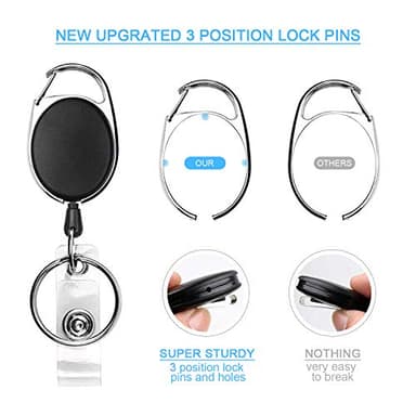 Teskyer Badge Reel, 5 Pack Retractable Badge Holders with Carabiner Belt Clip and Key Ring for ID Card Holder and Keychain - Image 5