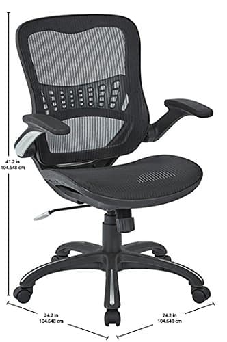 Office Star Ventilated Manager's Office Desk Chair with Breathable Mesh Seat and Back, Black Base, Black - Image 3