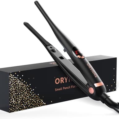 ORYNNE 3/10'' Small Flat Irons for Short Hair Pixie Cut, 5s Ultra Fast Heat Up Tiny Pencil Flat Iron, Ionic Mini Edge Flat Iron, Skinny Thin Straightener Champagne Gold - Image 1
