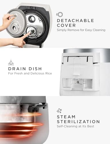 CUCKOO 6-Cup Uncooked / 12-Cup Cooked Induction Heating Twin Pressure Rice Cooker, 16 Menu Modes, Multi-Language Voice Guide, Versatile Grain Multi-Cooker & Pressure Cooker (CRP-LHTR0609FW) - Image 8