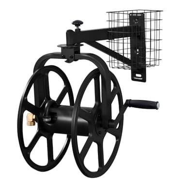 Liberty Garden 712-B Single Arm Navigator Multi-Directional Garden Hose Reel, Holds 125-Feet of, 5/8-Inch, Black - Image 1