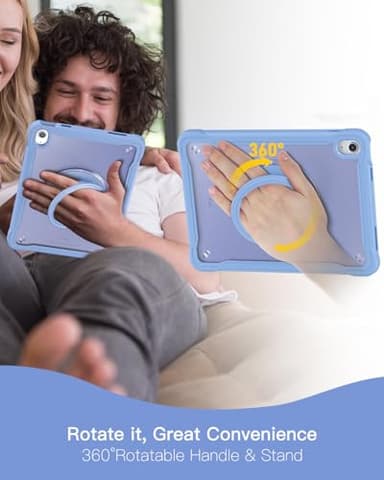 BRAECN for iPad (A16) 11th/10th Generation Case 11 inch 2025/10.9'' 2022 Handle Protective Cover 360 Rotating Ring Stand, Shockproof Dropproof Case for Kids Kickstand & Pencil Holder & Shoulder Strap - Image 6