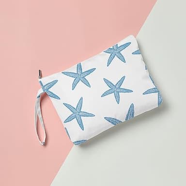 Fokongna Wet Bag, Travel Wet Dry Bag Water Proof Beach Bags for Swimsuit Beach Pool Diapers Dirty Yoga Gym Clothes Zipper Pouch, for Women Sister Friends Ocean Sea Shells Makeup Bag - Image 4