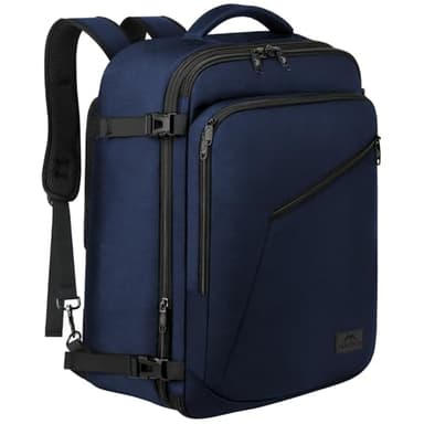 MATEIN Weekender Backpack, Large Capacity Travelling Suitcase Backpack with Strap for Clothes, Expandable Flight Approved Business Carry on Daypack for International Travel, Blue - Image 1