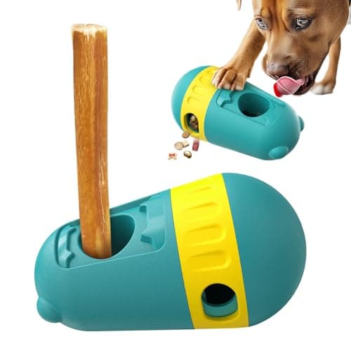 Dog Puzzle Toys Dog Treat Dispensing with Bully Sticks Holder Security Hold Device Interactive Toy to Keep Them Busy Puppy Slow Feeder ,Securely Holds Bully Sticks to Help Prevent Choking. (M-Green) - Image 1