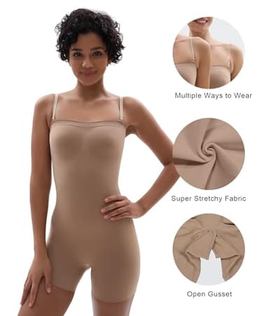 SHAPERX Strapless Shortie Bodysuit for Women Tummy Control Shapewear Seamless Sculpt Body Shaper with Removable Straps,SZ5217-Sienna-L/XL - Image 5