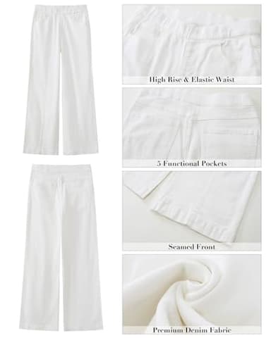 GRAPENT White High Waisted Trousers - Women's Bright White Jeans Size 8 (M), 10 - Image 6