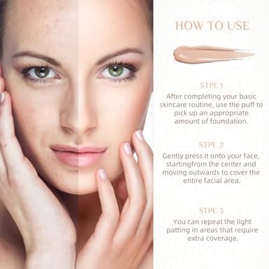 Cushion Foundation Makeup, Buildable Coverage Moisturizing Nourishing Breathable Poreless Oil-Control Lightweight, Skin fit, Natural Flawless Matte Finish - Image 6
