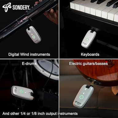 Sondery Wireless Transmitter and Receiver System for Guitar Bass Keyboard Drums Multiple Instruments 7 Channels Rechargeable Long Battery Life - Image 3