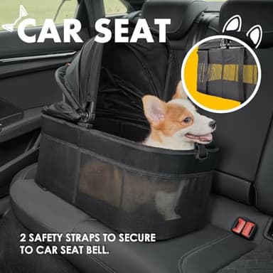 Zoosky 3 in 1 Pet Stroller with Removable Carrier, Folding Stroller for Small/Medium Dogs and Cats, Waterproof, All-Terrain, with Sun Shades, Car Seat - Image 4