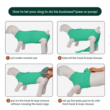 Kuoser Dog Surgery Suit Female Spay, Dog Recovery Suit Male Neuter, Puppy Clothes Onesie for Surgery Anti Licking Abdominal Wounds Pet Surgical Recovery Bodysuit Shirt, Substitute E-Collar & Cone - Image 5