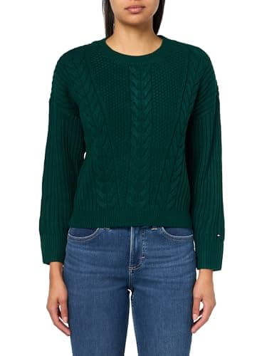 Tommy Hilfiger Womens Solid Crewneck Casual Sweater, Forest, XX-Large - Image 1
