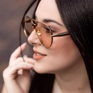 GUVIVI Retro Gold Aviator Sunglasses for Women Men, 2025 Metal Oversized 70s Aviators Sun Glasses Champagne - Image 7