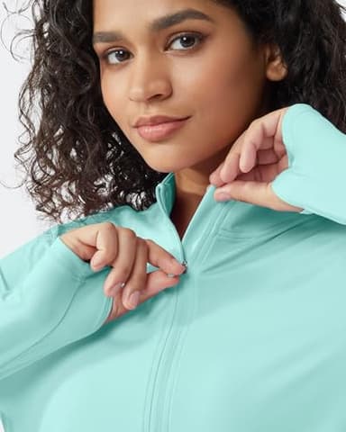 G4Free Long Sleeve Rash Guard for Women Quick Dry Golf Sun Shirt UPF 50+ UV Protection 1/4 Zip Pullover Hiking Running Workout Tops (Light Blue,XL) - Image 2