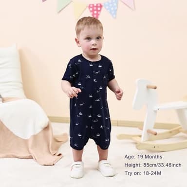 Minicoco 3-Pack 100% Cotton Baby Boy Rompers,0-24Months Short Sleeve Toddler Romper,Breathable Spring/Summer Clothes - Image 6