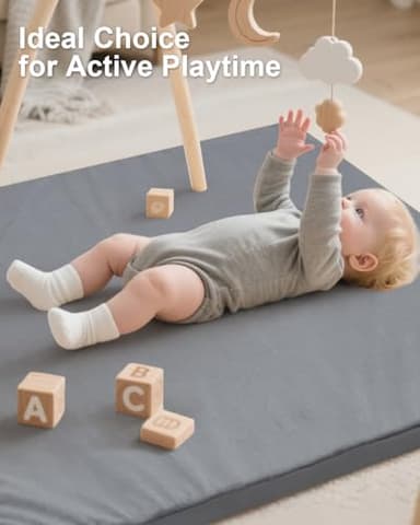 Baby Play Mat for Floor,1.3"Thick Padded Foam 50x50 playpen mat,Soft Velvet&Non-Slip Leather,Removable&Washable Cover,Nursery Rug for Baby Crawling,Toddlers,Infants,kids,Yoga,Tatami,Grey - Image 7