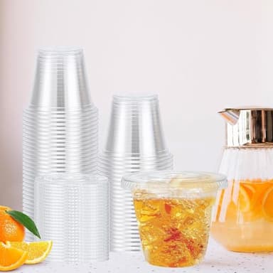 Clawsoff 50 Pack 9 oz Disposable Clear Plastic Parfait Cups with Flat Lids, Yogurt Parfait, Putting Cups for Cake, Cold Drink, Ice Cream, Fruit, Salad - Image 7