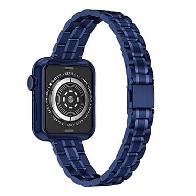 CSJCUBIC Metal band Compatible with Apple Watch Band 38mm 40mm 41mm 42mm 44mm 45mm for women, Slim and Thin Stainless Steel Replacement Adjustable Wristband for iWatch Series 7654321SE (Blue, - Image 4