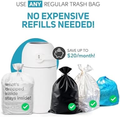 L.A. BABY Magic Diaper Pail - Patented 100% Odor-Free System with Child-Safe Lock - Award-Winning Design - No Refills Required - Works with Regular Trash Bags - White - Image 5