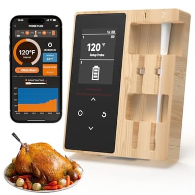 Smart Wireless Meat Thermometer with 2 Color-Coded Probes,Standalone Display Base, Accuracy ±1°F,Digital Bluetooth Thermometer for Cooking, Oven, Smoker, BBQ, Grill Real-Time Monitoring in App - Image 1