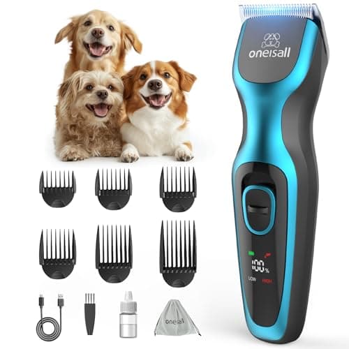 Oneisall Dog Clippers for Grooming - 2-Speed Super Power, 50dB Quiet Rechargeable Cordless Trimmer With Detachable Stainless Steel Blade for Small & Large Dogs With Thick Coats - Image 1