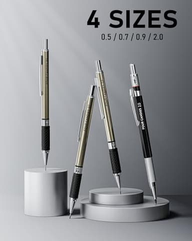 Four Candies 25PCS Art Mechanical Pencil Set with Case, 3PCS Metal Artist Lead Pencil 0.5, 0.7, 0.9 mm & 3PCS 2mm Holder (HB 2H 2B 4B Color) with 432PCS Graphite Lead Refills for Drawing Sketching - Image 6