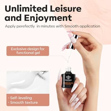 modelones Builder Nail Gel, Milky White Builder for Nail Thickening, 8-in-One LED Lamp Cured Strengthener Hard Color Base Extension Glue Gel Polish in a Bottle for Home DIY Salon Women - Image 8