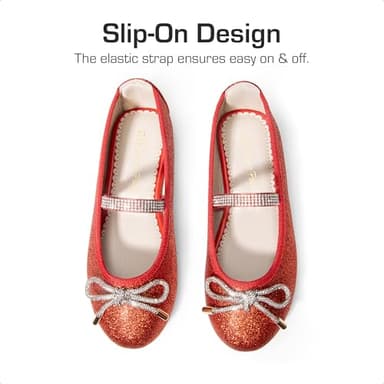 DREAM PAIRS Girls Dress Shoes Slip-on Flower Girl Ballet Flats for Party, Wedding, Performance, Prom, Graduation,Size 3 Little Kid,Red/Glitter,SDFL2409K - Image 4