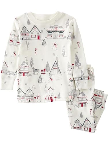 little planet by carter's Baby 2-Piece Pajamas Made with Organic Cotton, Houses White, 12M - Image 1