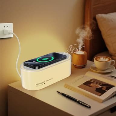Bedside Night Light - Touch LED Lamp with Wireless Charger,Dimmable 2800K-6000K Warm White Light & Color Changing RGB, 400mAh Battery,Charging stationfor Living Room, Office Desk - Image 1
