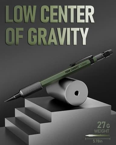 Four Candies 1.3mm Mechanical Pencil Set with 72 Lead Refill, 3PCS Metal Weatherproof Body Heavy Duty Carpenter Pencil, 3 Eraser, 16 Eraser Refill, for Outdoor Woodworking Drafting Marking with Case - Image 5