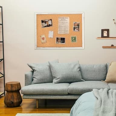 DOLLAR BOSS White Cork Board for Wall - 36 X 24 Inches, Rustic Wooden Frame Bulletin Board, Decorative Hanging Pin Board for Office & Home Decor - Image 7