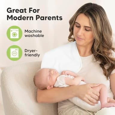 Organic Burp Cloths Baby Boy & Girl - 5-Pack Super Absorbent Cotton Burping Cloths for Babies, Soft & Plush Newborn Spit Up Rags, Infant Towels for Milk Spit Up, Unisex, Large 21" x 10" (Soft White) - Image 7