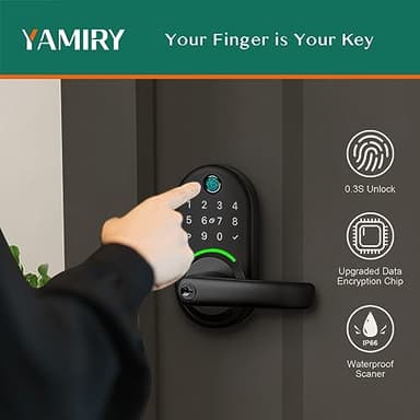 Smart Door Handle Lock with Keypad: Yamiry Fingerprint Smart Knob - Keyless Entry Digital Lock for Front Door - Deadbolt with APP - Generate Passcode Remotely - DIY Installation - Image 3