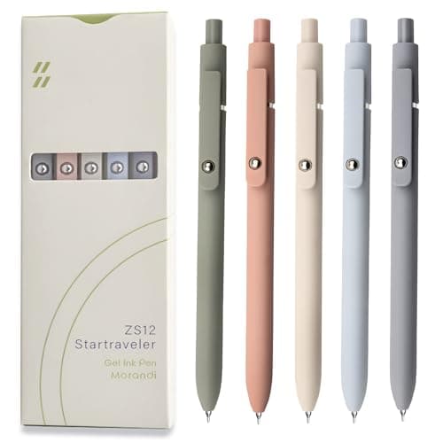 UIXJODO Gel Pens, 5 Pcs 0.5mm Black Ink Pens Fine Point Smooth Writing Pens, High-End Series Pens for Journaling Note Taking, Cute Office School Supplies Gifts for Women Men (Morandi) - Image 1