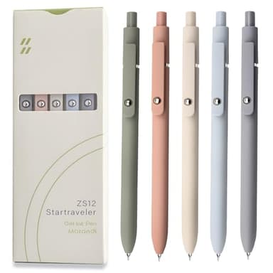 UIXJODO Gel Pens, 5 Pcs 0.5mm Black Ink Pens Fine Point Smooth Writing Pens, High-End Series Pens for Journaling Note Taking, Cute Office School Supplies Gifts for Women Men (Morandi) - Image 1