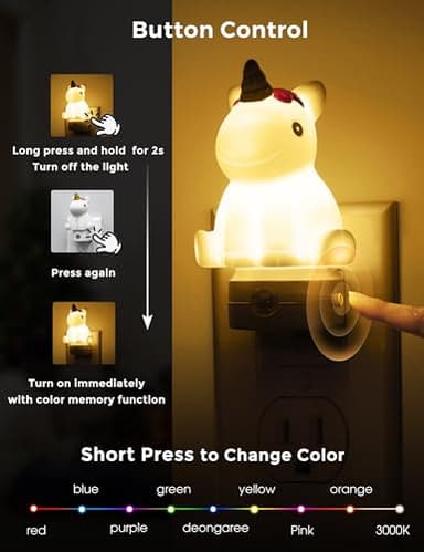 L LOHAS LED Plug-in Night Light for Kids, Cute Color Changing LED Night Light with Dusk to Dawn Sensor, Christmas, Birthday Gift Nightlight for Girls & Kids, Room Decor - Image 3