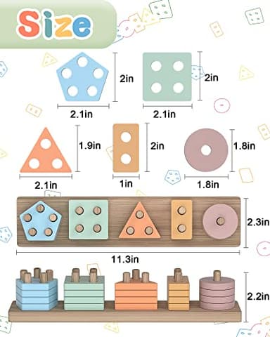 Yetonamr Montessori Toys for 1 2 3 Years Old Boys Girls Birthday Gifts, Wooden Sensory Toys for Ages 2-4 Toddlers Kids Baby, Toddler Learning Toy Activities Puzzles Ages 1-3 - Image 6
