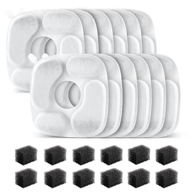 24 Pcs Cat Water Fountain Filter,12 Pack Filters & 12 Pack Pre-Filter Sponges, Compatible with 95oz/2.8L Pet Fountain - Image 1