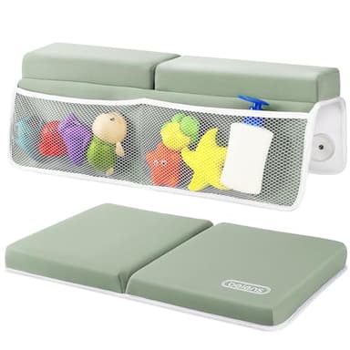 beiens Bath Kneeler and Elbow Rest Pad Set - 1.5'' Comfortable Thick Baby Bath Kneeler Pads, Quick Dry Soft Kneeling Pad for Baby Bath Time, Non-Slip Knee& Arm Support Bathtub Mat with Toys Organizer - Image 1