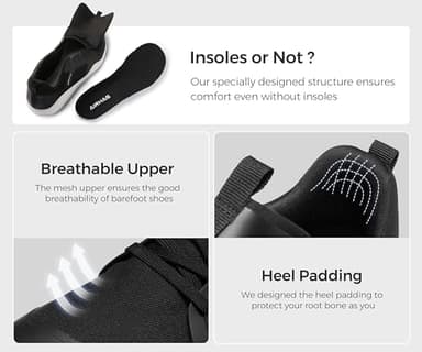 AIRHAS Men's Barefoot Shoes Zero Drop Workout Minimalist Gym Shoes for Men Deadlift Cross Training Sneakers (Black/White,10.0) - Image 6