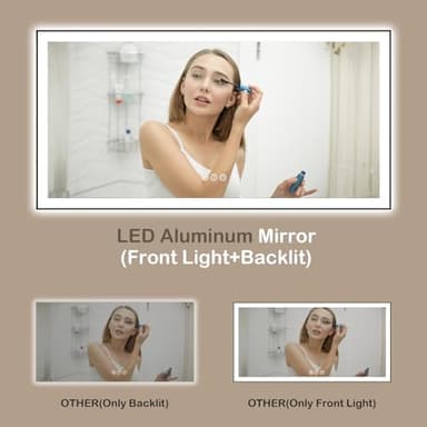 ISTRIPMF 72x32 Inch LED Bathroom Mirror with Black Frame, Backlit and Front Lighted Bathroom Mirrors for Wall, Anti-Fog, Dimmable, Memory, Shatterproof, LED Vanity Mirror for Bathroom - Image 3