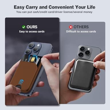QYQBOON Mag-Safe Wallet for iPhone - Lightweight Magnetic Phone Wallet Stand With Adjustable Leather Card Holder for iPhone 16/15/14/13/12 Series, Not for Mini (Brown) - Image 6